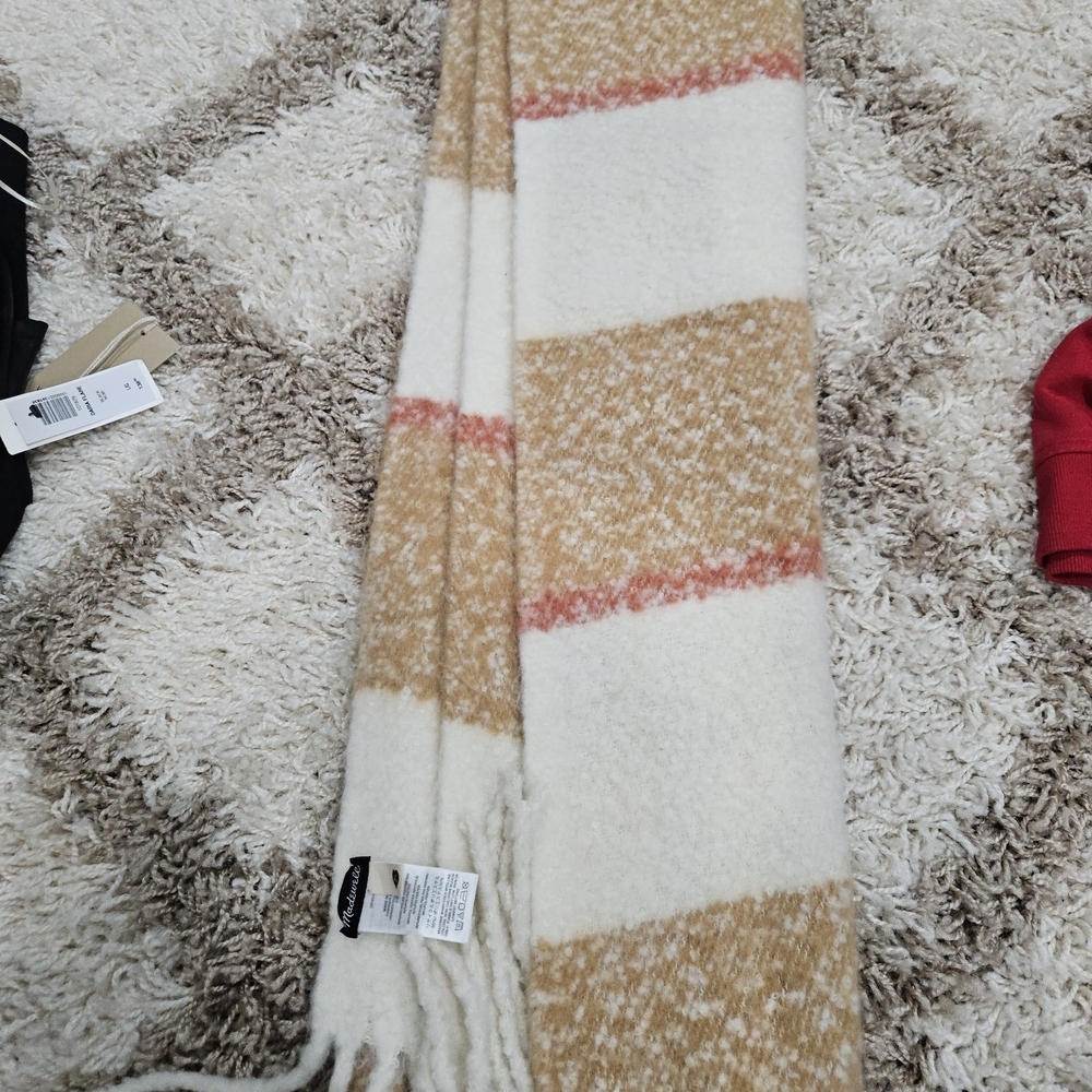 Madewell Cream and Tan Striped Scarf
